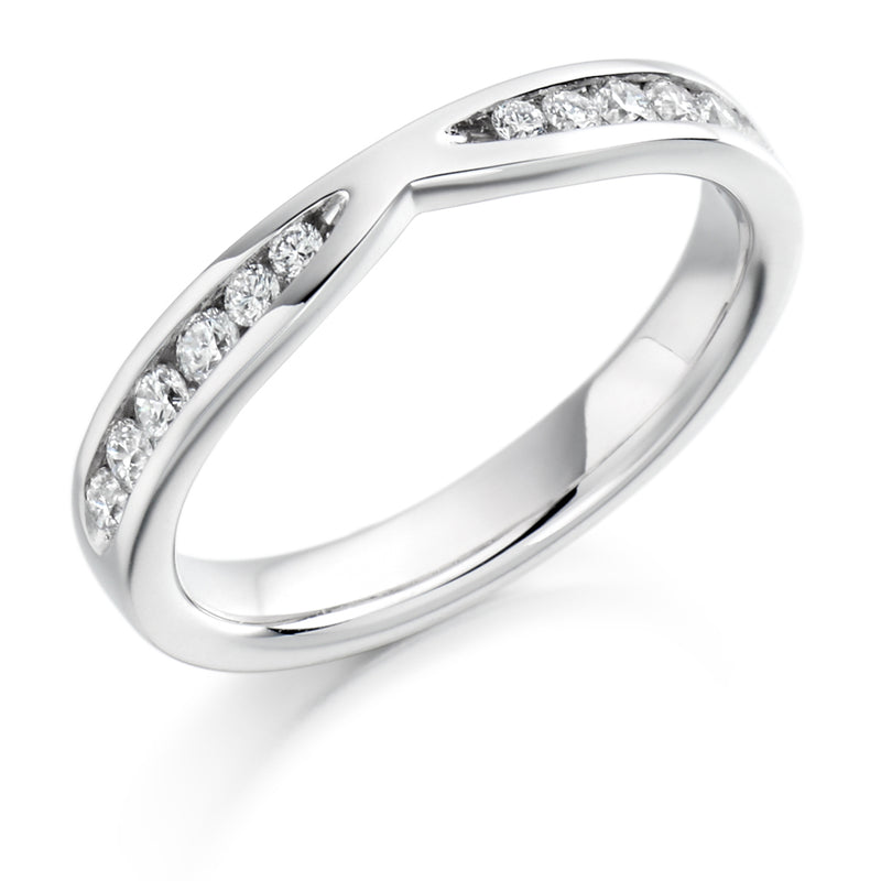 Ladies 9ct White Gold Half Set Round Brilliant 0.37ct Diamond 3mm Wedding Ring