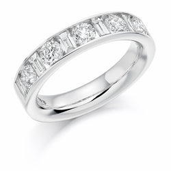 Ladies 18ct White Gold Half Set Mixed 1.50ct Diamond 4.5mm Eternity Ring