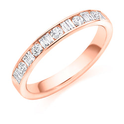Ladies 9ct Rose Gold Half Set Mixed 0.50ct Diamond 3mm Wedding Ring