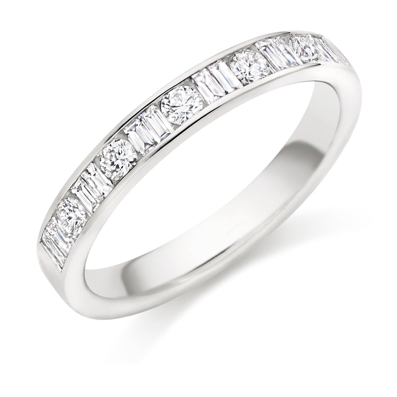 Ladies 9ct White Gold Half Set Mixed 0.50ct Diamond 3mm Wedding Ring