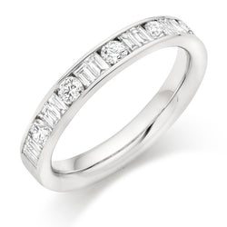 Ladies 18ct White Gold Half Set Mixed 0.75ct Diamond 3.5mm Wedding Ring