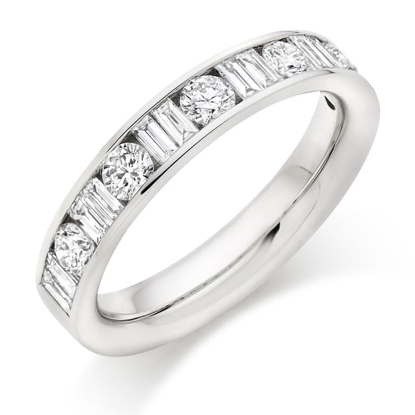 Ladies 9ct White Gold Half Set Mixed 1.00ct Diamond 4mm Wedding Ring