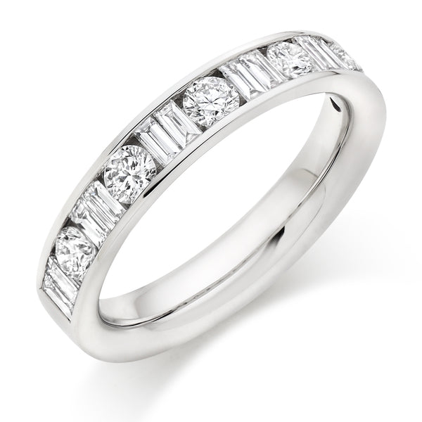 Ladies 18ct White Gold Half Set Mixed 1.00ct Diamond 4mm Wedding Ring