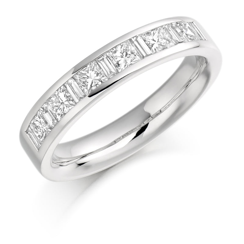 Ladies 9ct White Gold Half Set Mixed 1.00ct Diamond 4mm Wedding Ring
