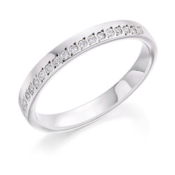 Ladies 18ct White Gold Half Set Round Brilliant 0.15ct Diamond 2.5mm Wedding Ring