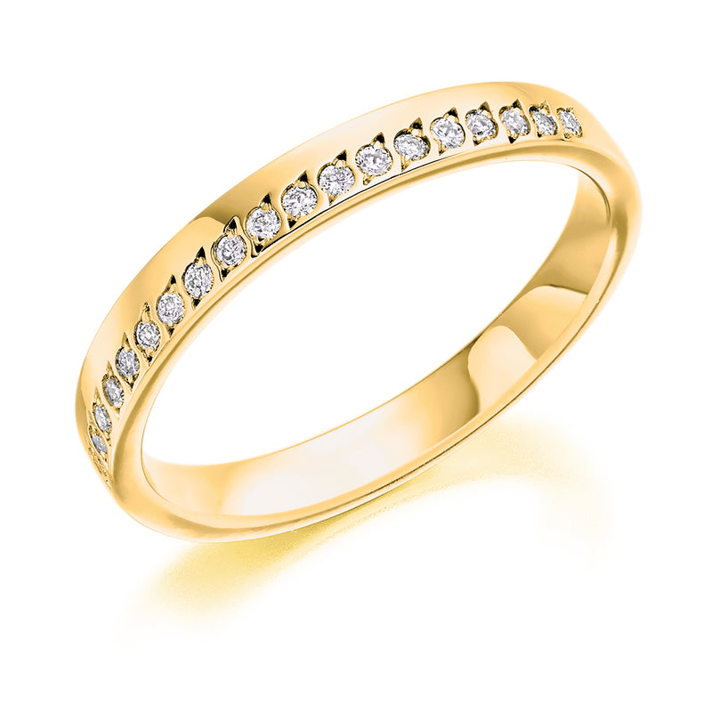 Ladies 9ct Yellow Gold Half Set Round Brilliant 0.15ct Diamond 2.5mm Eternity Ring