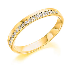 Ladies 18ct Yellow Gold Half Set Round Brilliant 0.15ct Diamond 2.5mm Eternity Ring