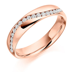 Ladies 9ct Rose Gold Half Set Round Brilliant 0.30ct Diamond 4mm Eternity Ring