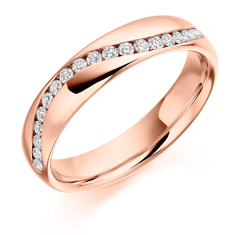 Ladies 9ct Rose Gold Half Set Round Brilliant 0.30ct Diamond 4mm Eternity Ring