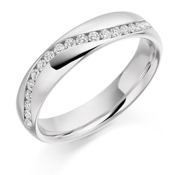 Ladies 9ct White Gold Half Set Round Brilliant 0.30ct Diamond 4mm Wedding Ring
