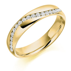 Ladies 9ct Yellow Gold Half Set Round Brilliant 0.30ct Diamond 4mm Eternity Ring