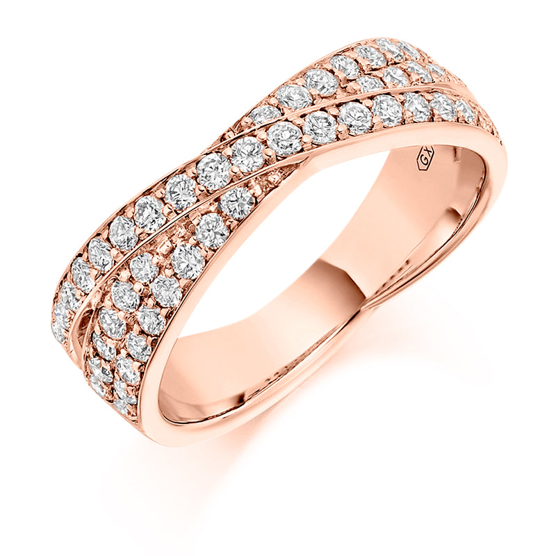 Ladies 9ct Rose Gold Half Set Round Brilliant 0.70ct Diamond 6mm Eternity Ring