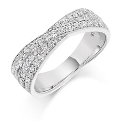 Ladies 18ct White Gold Half Set Round Brilliant 0.70ct Diamond 6mm Wedding Ring