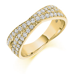 Ladies 9ct Yellow Gold Half Set Round Brilliant 0.70ct Diamond 6mm Eternity Ring