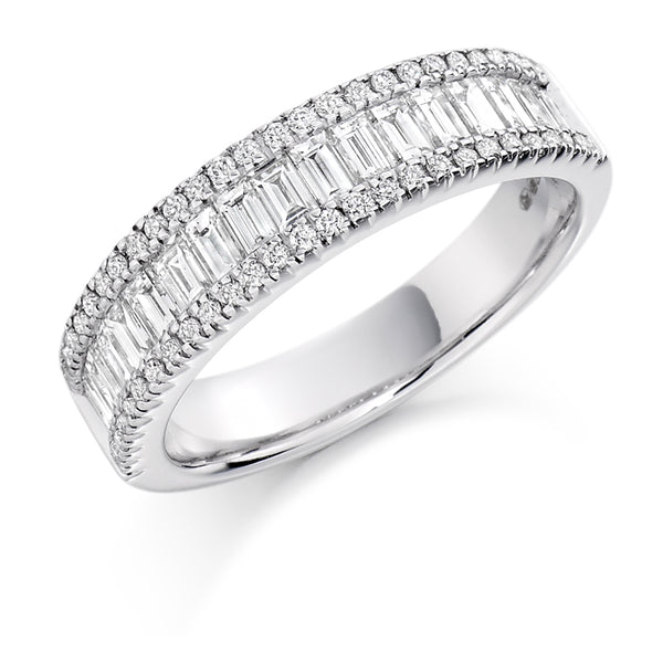 Ladies Platinum 950 Half Set Round Brilliant 1.25ct Diamond 5.5mm Eternity Ring