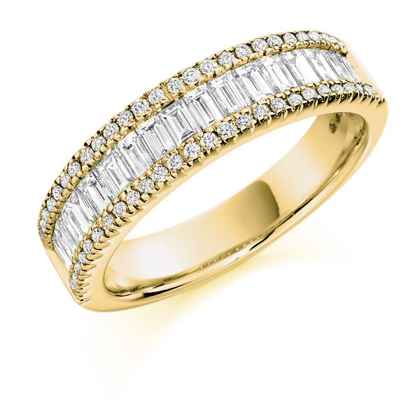 Ladies 9ct Yellow Gold Half Set Round Brilliant 1.25ct Diamond 5.5mm Wedding Ring