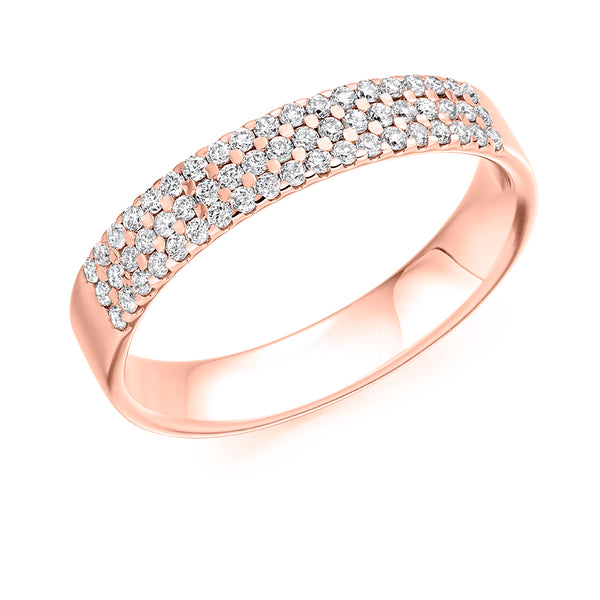 Ladies 9ct Rose Gold Half Set Round Brilliant 0.35ct Diamond 3.5mm Eternity Ring