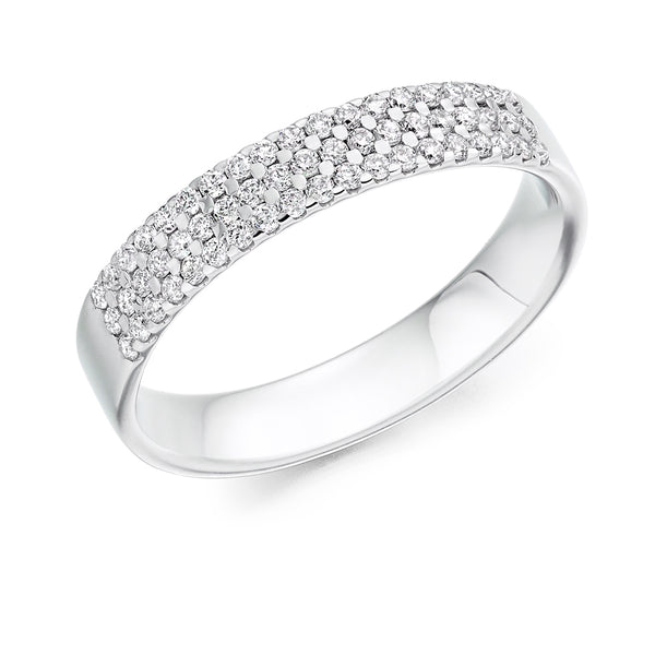 Ladies 9ct White Gold Half Set Round Brilliant 0.35ct Diamond 3.5mm Eternity Ring