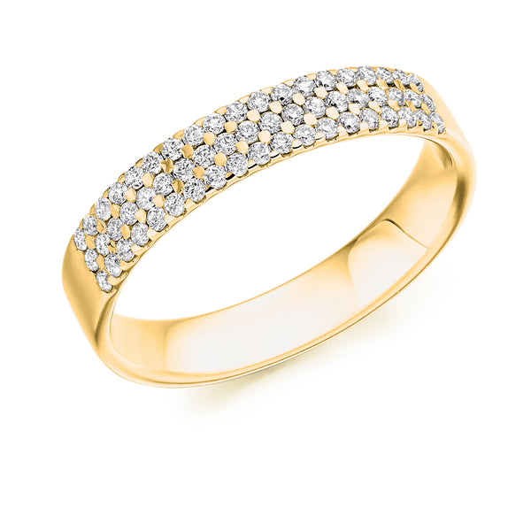 Ladies 9ct Yellow Gold Half Set Round Brilliant 0.35ct Diamond 3.5mm Eternity Ring