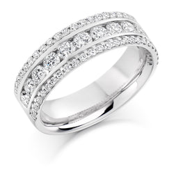 Ladies Platinum 950 Half Set Round Brilliant 1.35ct Diamond 6.5mm Eternity Ring