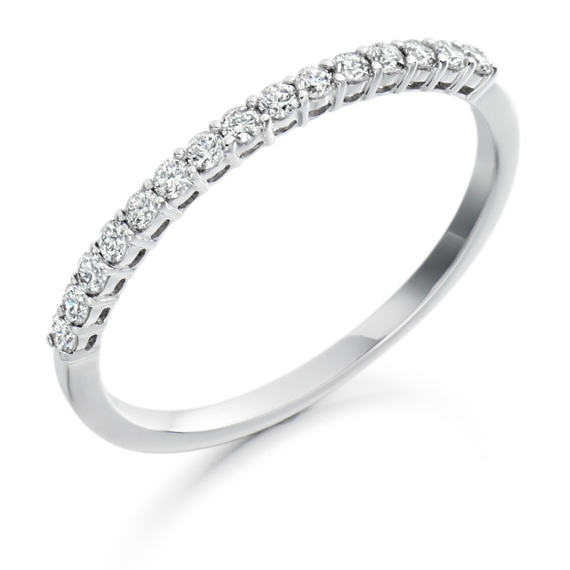 Ladies 18ct White Gold Half Set Round Brilliant 0.25ct Diamond 1.5mm Wedding Ring