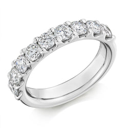 Ladies Platinum 950 Half Set Round Brilliant 1.50ct Diamond 4.5mm Wedding Ring