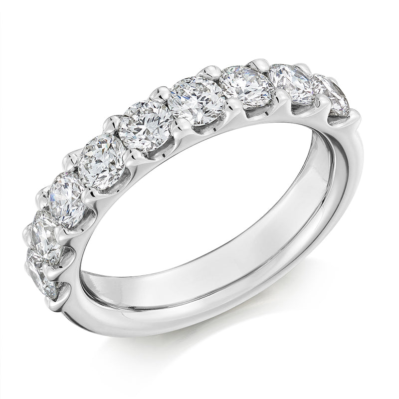 Ladies 9ct White Gold Half Set Round Brilliant 1.50ct Diamond 4.5mm Eternity Ring