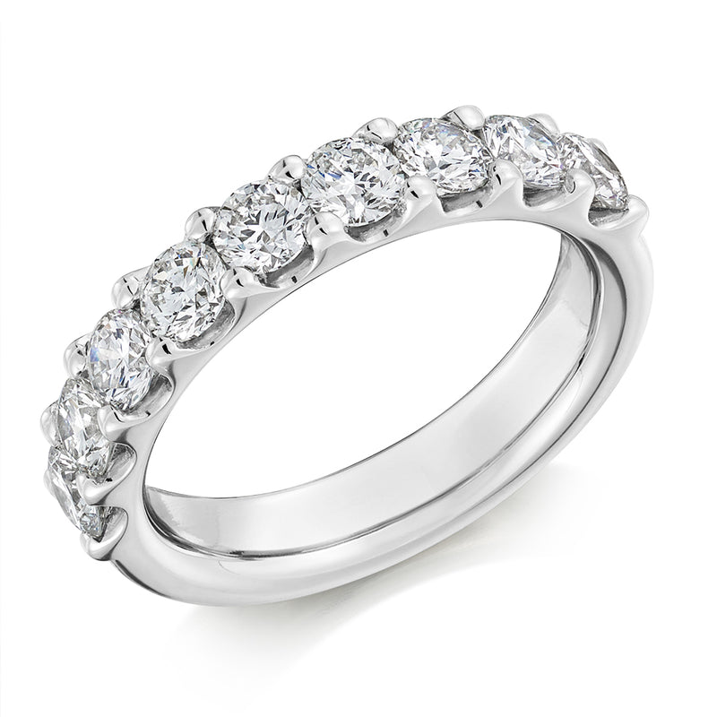 Ladies 9ct White Gold Half Set Round Brilliant 1.50ct Diamond 4.5mm Wedding Ring