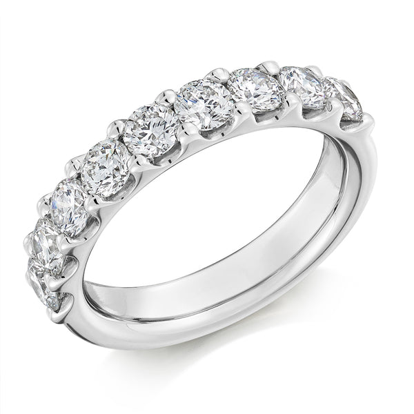 Ladies 18ct White Gold Half Set Round Brilliant 1.50ct Diamond 4.5mm Wedding Ring
