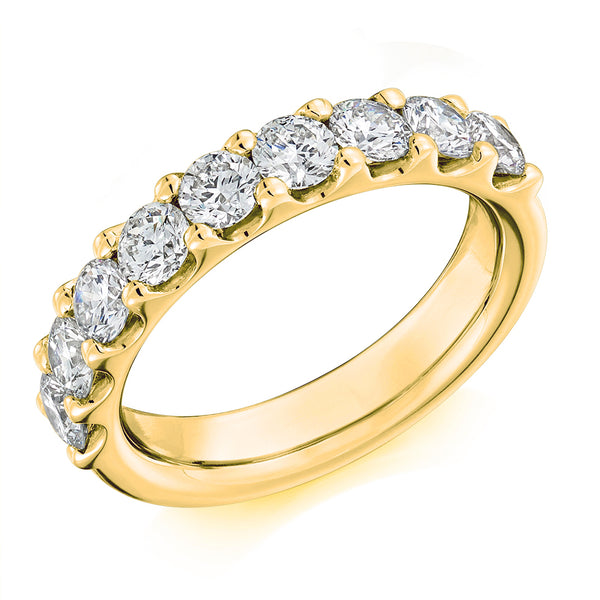 Ladies 18ct Yellow Gold Half Set Round Brilliant 1.50ct Diamond 4.5mm Wedding Ring