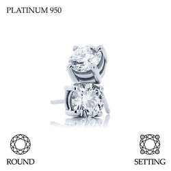 Handmade 0.30ct G SI Brilliant Round Cut Platinum 950 Diamond Stud Earrings