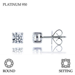 Handmade 0.40ct G SI Brilliant Round Cut Platinum 950 Diamond Stud Earrings