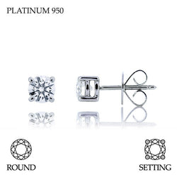 Handmade 0.40ct F VS Brilliant Round Cut Platinum 950 Diamond Stud Earrings