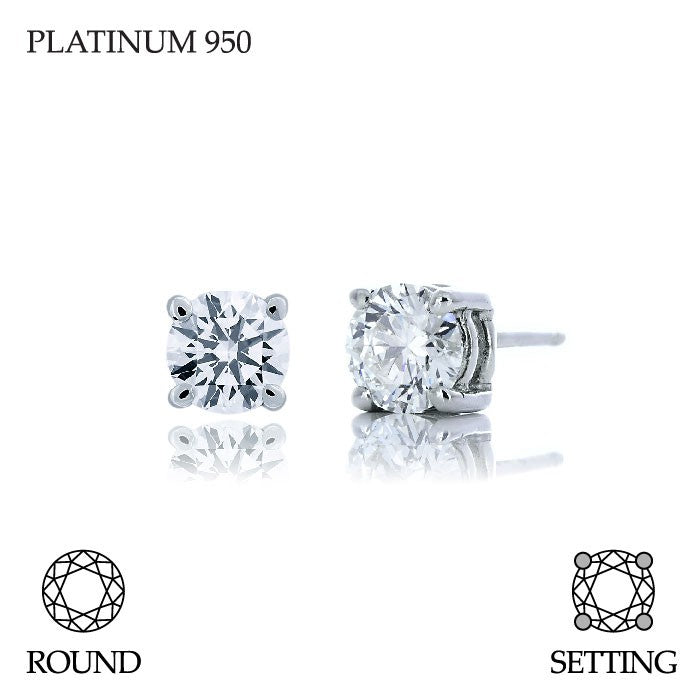 Handmade 0.50ct G SI Brilliant Round Cut Platinum 950 Diamond Stud Earrings