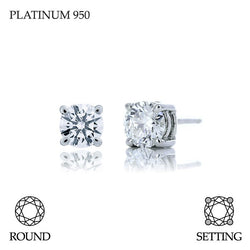 Handmade 0.50ct F VS Brilliant Round Cut Platinum 950 Diamond Stud Earrings