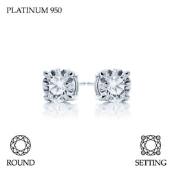 Handmade 0.60ct G SI Brilliant Round Cut Platinum 950 Diamond Stud Earrings