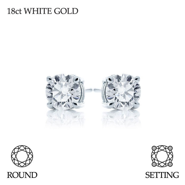 Handmade 0.20ct G SI Brilliant Round Cut 18ct White Gold Diamond Stud Earrings
