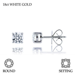 Handmade 0.40ct F VS Brilliant Round Cut 18ct White Gold Diamond Stud Earrings