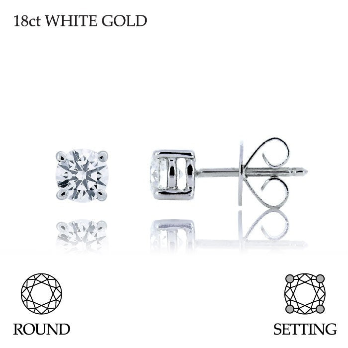 Handmade 0.40ct F VS Brilliant Round Cut 18ct White Gold Diamond Stud Earrings