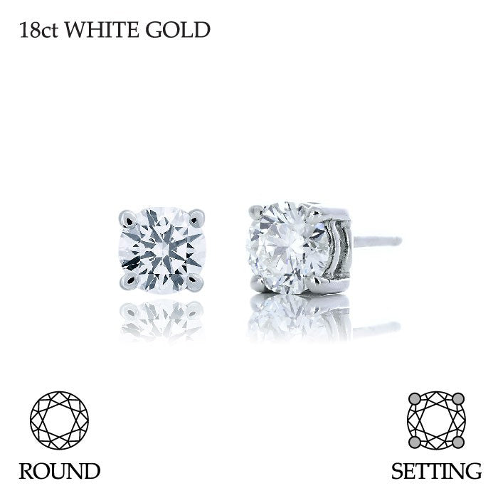 Handmade 0.50ct G SI Brilliant Round Cut 18ct White Gold Diamond Stud Earrings