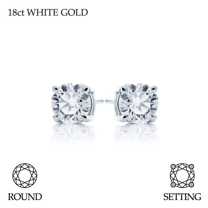 Handmade 0.60ct G SI Brilliant Round Cut 18ct White Gold Diamond Stud Earrings