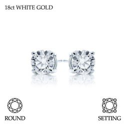 Handmade 0.60ct F VS Brilliant Round Cut 18ct White Gold Diamond Stud Earrings