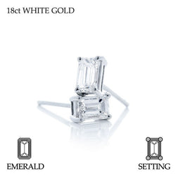 Handmade 1.00ct F VS Emerald Cut 18ct White Gold Diamond Stud Earrings