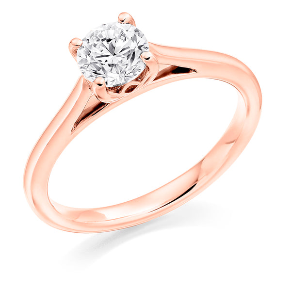 Hand Made 9ct Rose Gold GIA Certified Round Brilliant Cut Solitaire Diamond Engagement Ring with a Unique Setting
