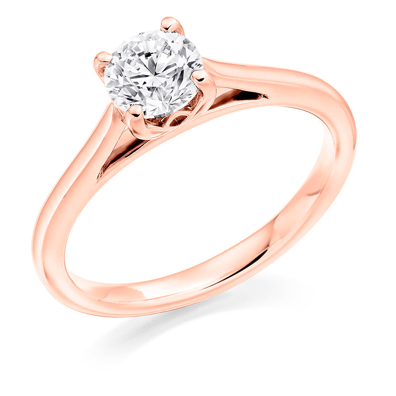 Hand Made 18ct Rose Gold GIA Certified Round Brilliant Cut Solitaire Diamond Engagement Ring with a Unique Setting