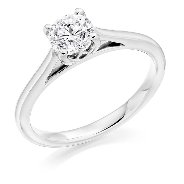 Hand Made 18ct White Gold GIA Certified Round Brilliant Cut Solitaire Diamond Engagement Ring with a Unique Setting