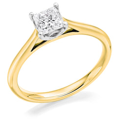 9ct Yellow Gold GIA Certified Princess Cut Diamond Engagement Ring with Pretty Setting