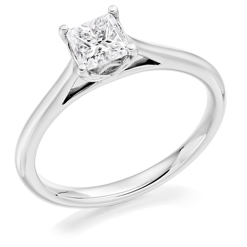 9ct White Gold GIA Certified Princess Cut Diamond Engagement Ring with Pretty Setting