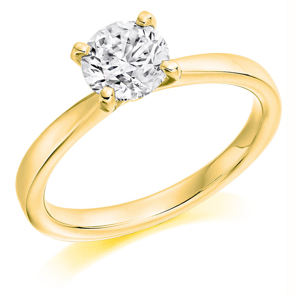 Hand Made 18ct Yellow Gold GIA Certified Brilliant Round Cut Solitiare Diamond Engagement Ring