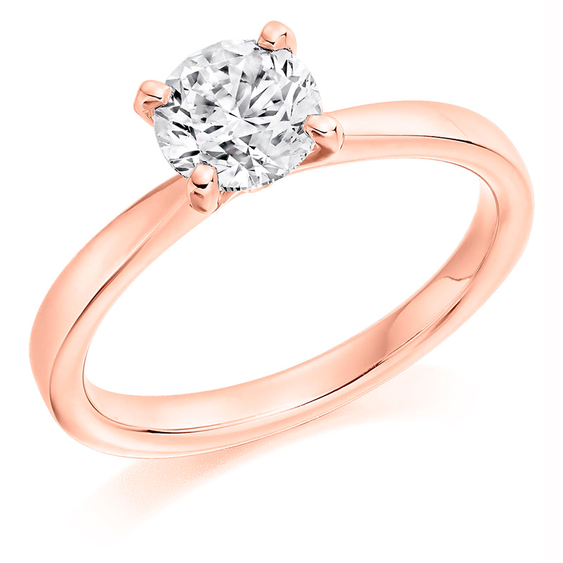 Hand Made 18ct Rose Gold GIA Certified Brilliant Round Cut Solitiare Diamond Engagement Ring